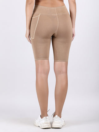 Adorna Shapparel Mid-Thigh Length Cycling Shorts for women - Beige