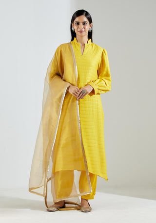Yellow Polaris Kurta with Salwar and Dupatta (Set of 3)