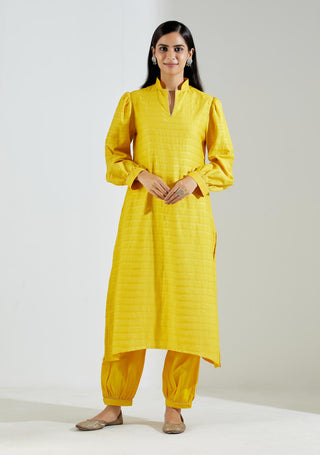 Yellow Polaris Kurta with Salwar (Set of 2) Full Front View