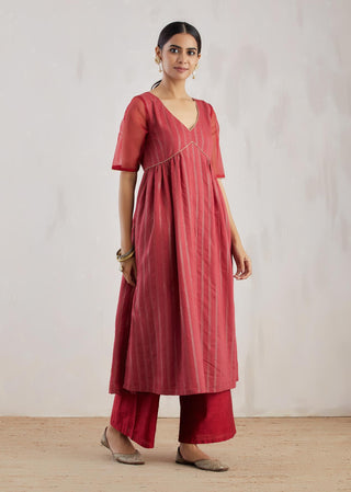 Red Meissa Kurta with Pant (Set of 2) Right View