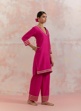 Pink Kali Short Kurta Ride Side View