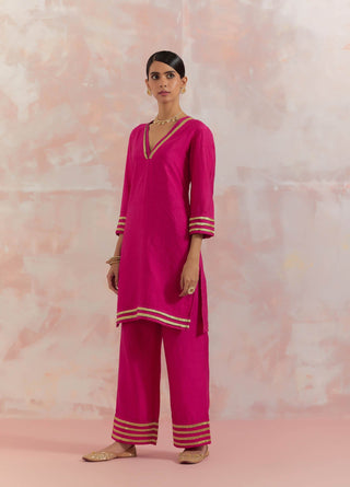 Pink Kali Short Kurta Side View