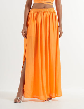 Orange Marae Skirt Front Side Down View