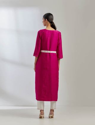 Pink Raw Silk Cape Jacket Back View