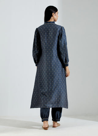 Grey Booti Polaris Kurta with Salwar and Dupatta (Set of 3) Back View