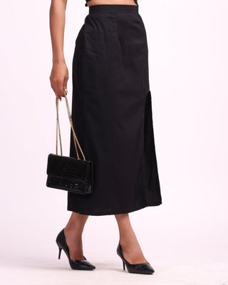 Black High slit skirt
