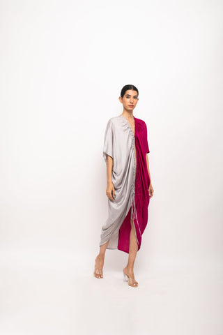 Wine-Grey Rouching Cape right view