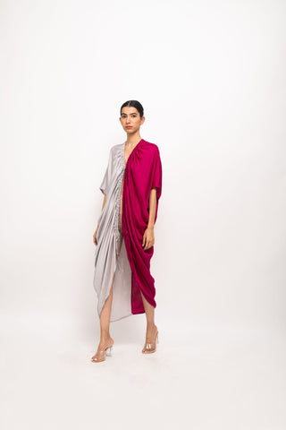 Wine-Grey Rouching Cape left view