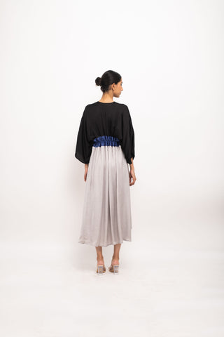 Black-Blue-Grey High Low Cape back view