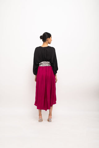 Black-Grey-Wine High Low Cape back view