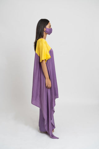 Purple Yellow Kurta Set by WearVega.