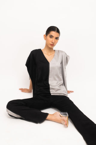 Black-Grey Kaftan Set by WearVega.