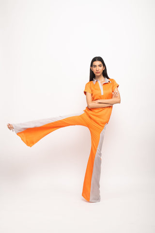 Orange-Grey Co-ord Set pose 3