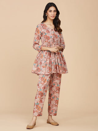 Red Printed Cotton Mull Co-Ord Set