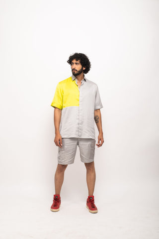 Grey-Neon Colorblocked Shirt by WearVega.