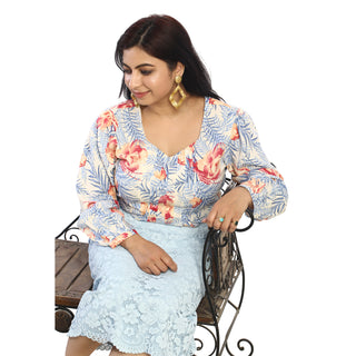 floral print casual wear top in top view