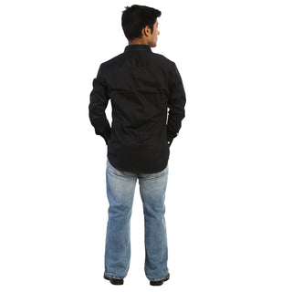 Detailed Collar Versatile Black Shirt by WearVega.