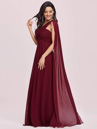 One Shoulder Evening Gown For Women With Cape