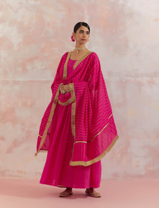 Pink Afreen Gathered Anarkali Kurta Full Set View
