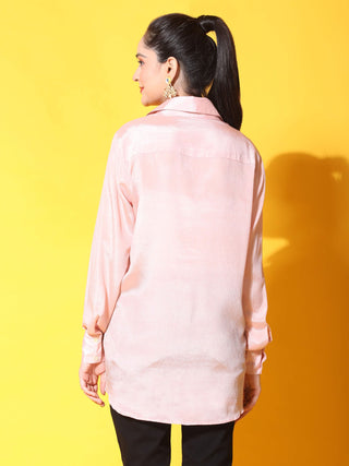 pink front knot shirt back
