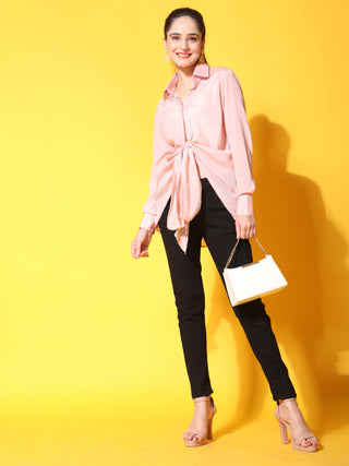 pink front knot shirt full